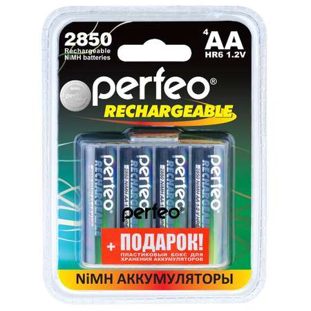Аккумуляторные батарейки Perfeo пальчиковые PF AA2850/4BL+BOX PL