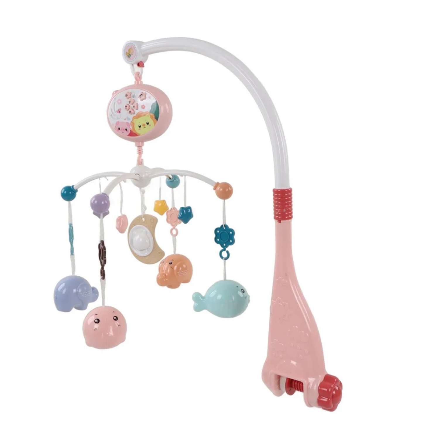 Мобиль розовый рыбки и слоник ТОТОША с пультом и проектором каруселька детская в кроватку для новорожденных - фото 8