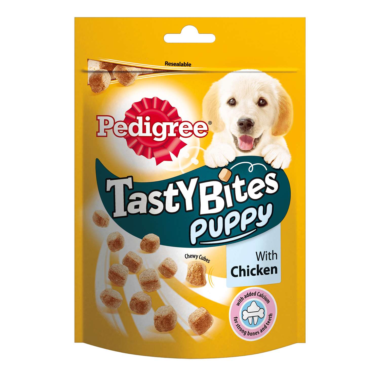 Лакомство для щенков Pedigree Tasty Bites ароматные кусочки с курицей 125г - фото 1