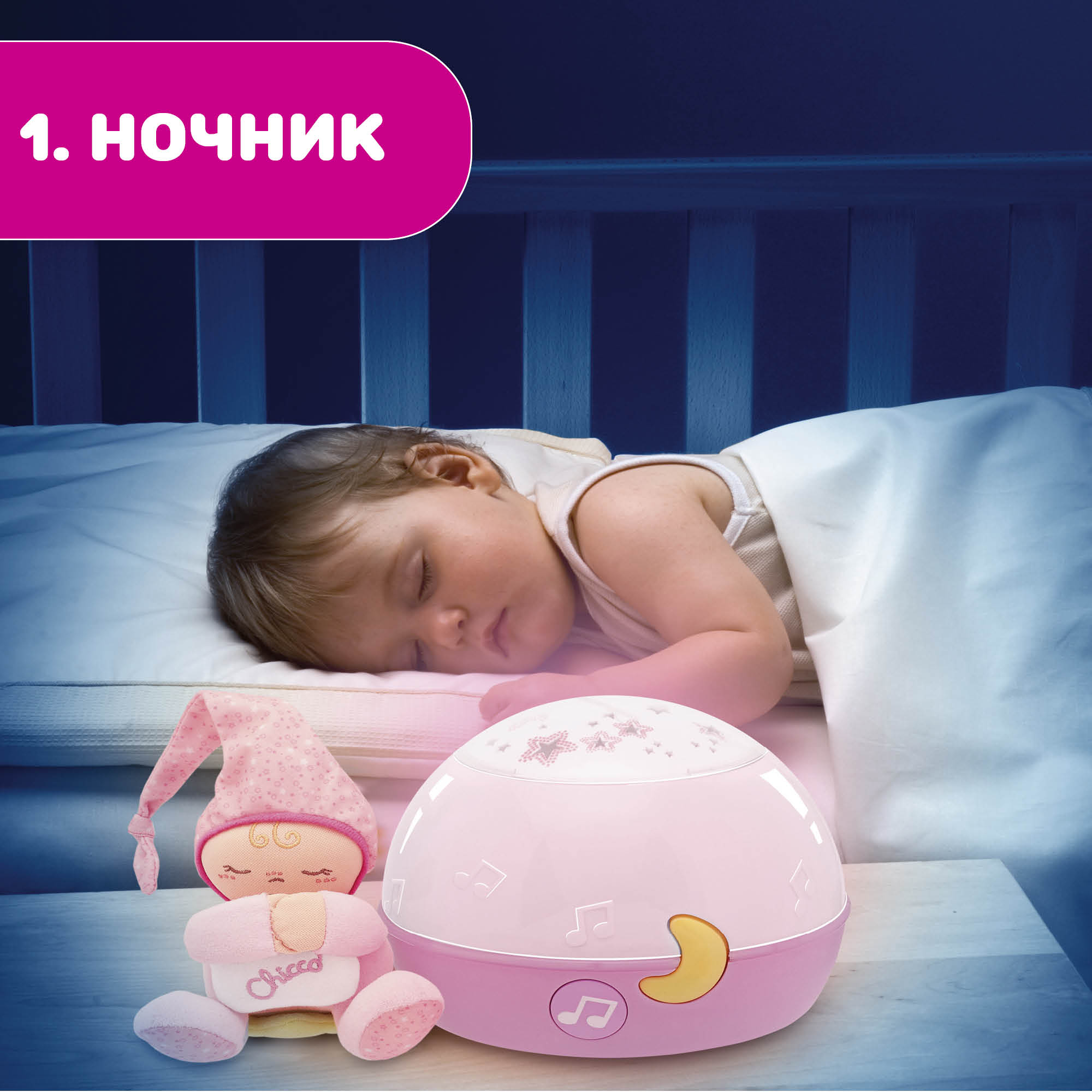 Проектор CHICCO Ночник Первые грезы розовый - фото 3