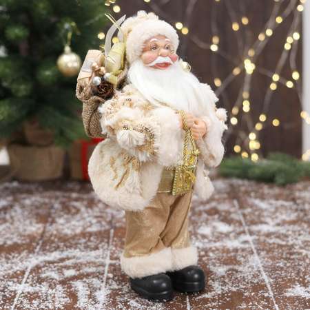 Дед мороз Зимнее волшебство «В бело-золотистом костюме блеск с подарками» 15х30 см