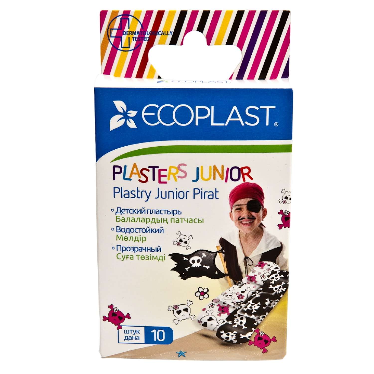 Набор водостойких пластырей Ecoplast Junior pirate 70*20 10шт - фото 1