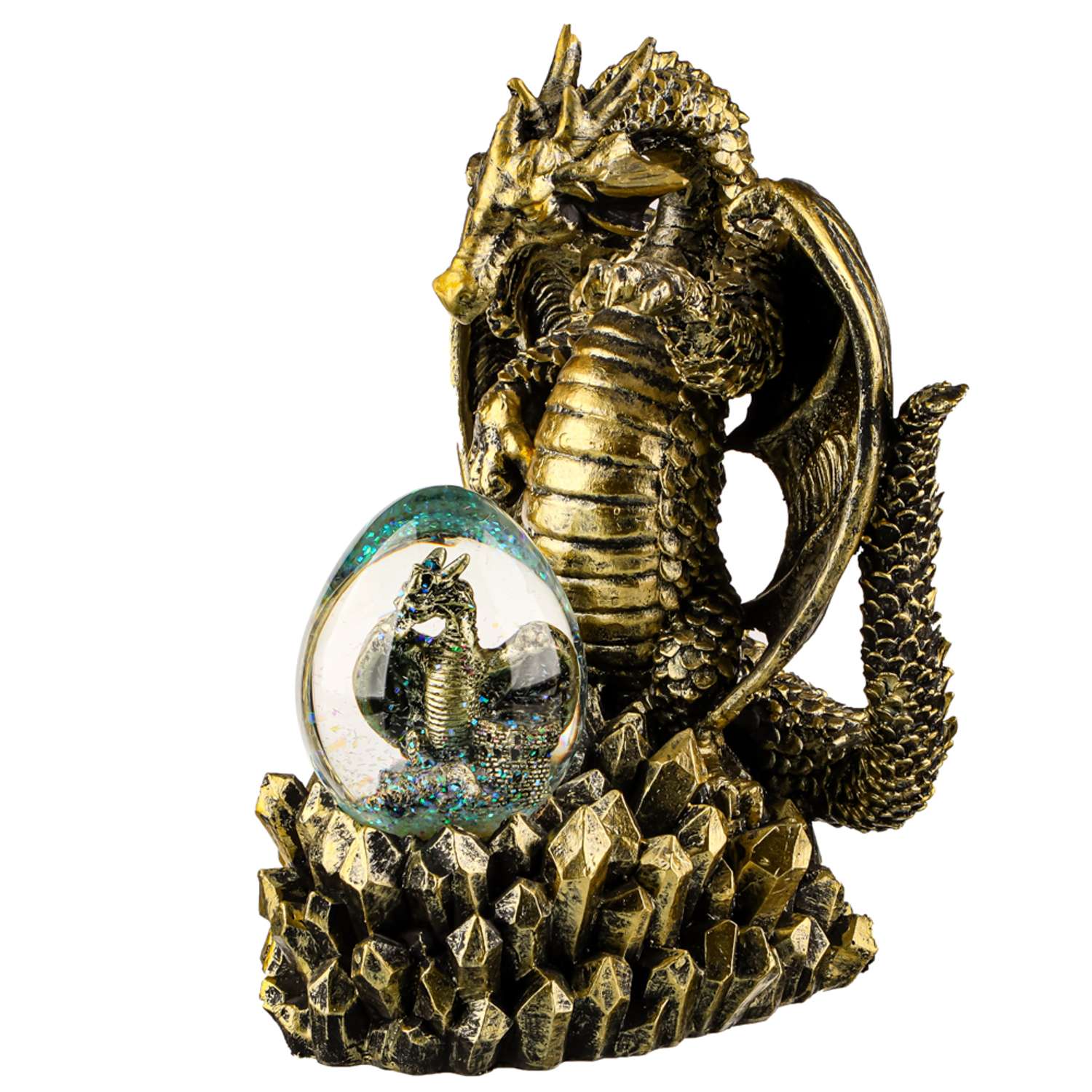 Сувенир со снежным шаром Сноубум Сказочный дракон с эффектом состаренная бронза - фото 1