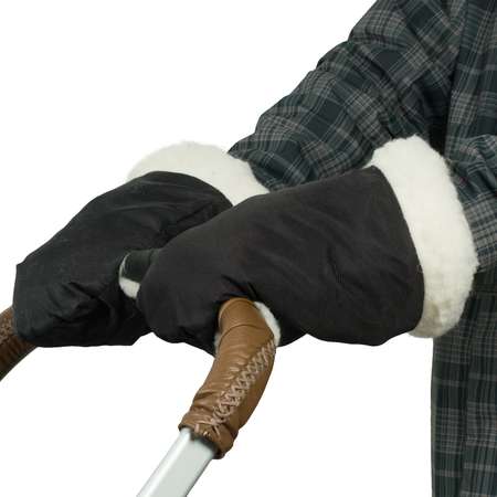 Муфта-рукавички для коляски Чудо-чадо меховая Прайм чёрная