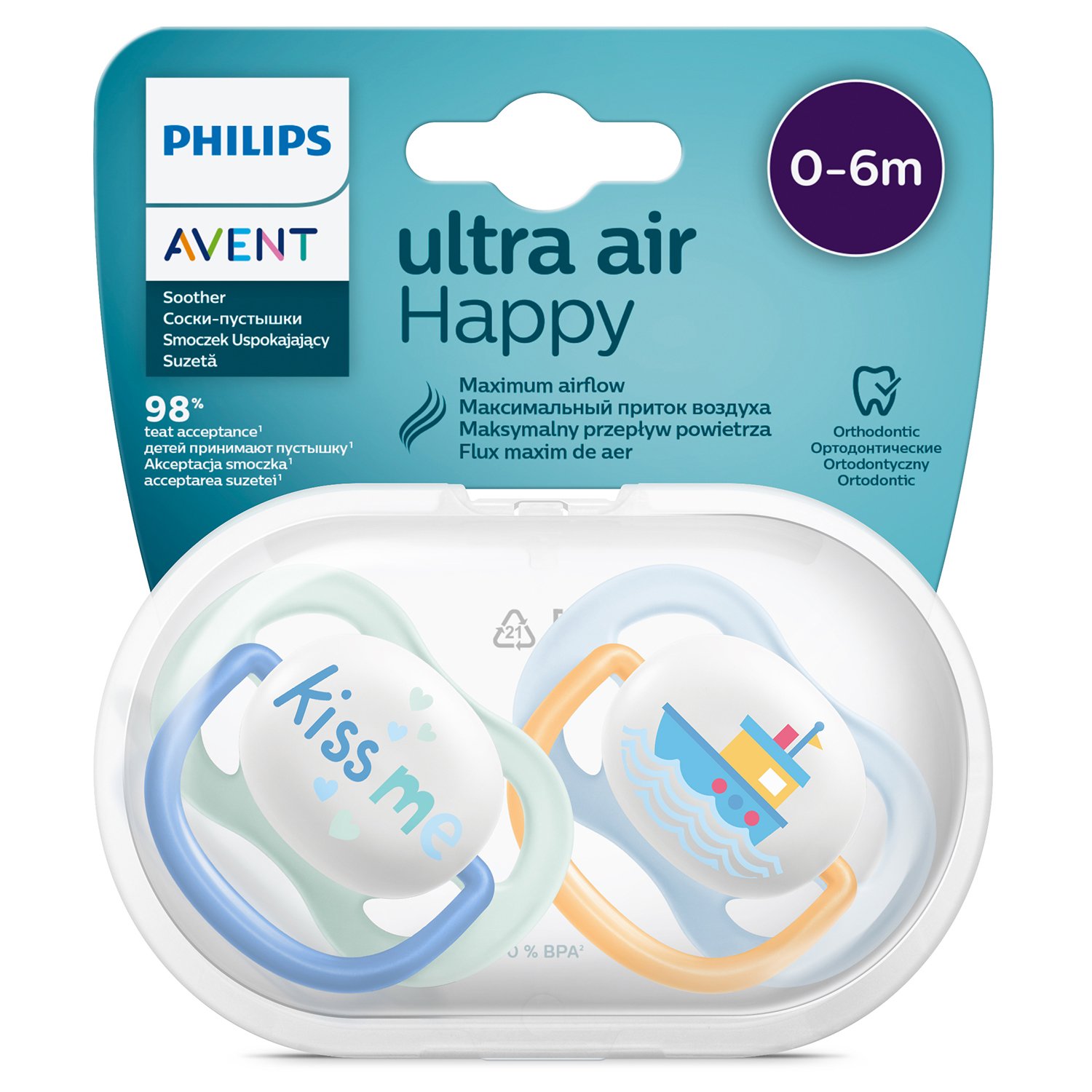 Пустышка Philips Avent Ultra Air с 0 до 6месяцев 2шт SCF080/13 - фото 13