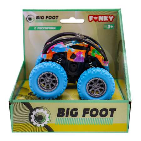 Машинка Funky Toys Перевёртыш фрикционная с принтом и голубыми колесами FT9791-4