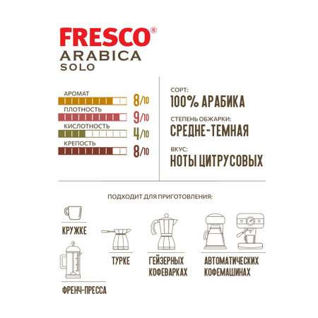 Кофе зерновой FRESCO Arabica Solo 200 г