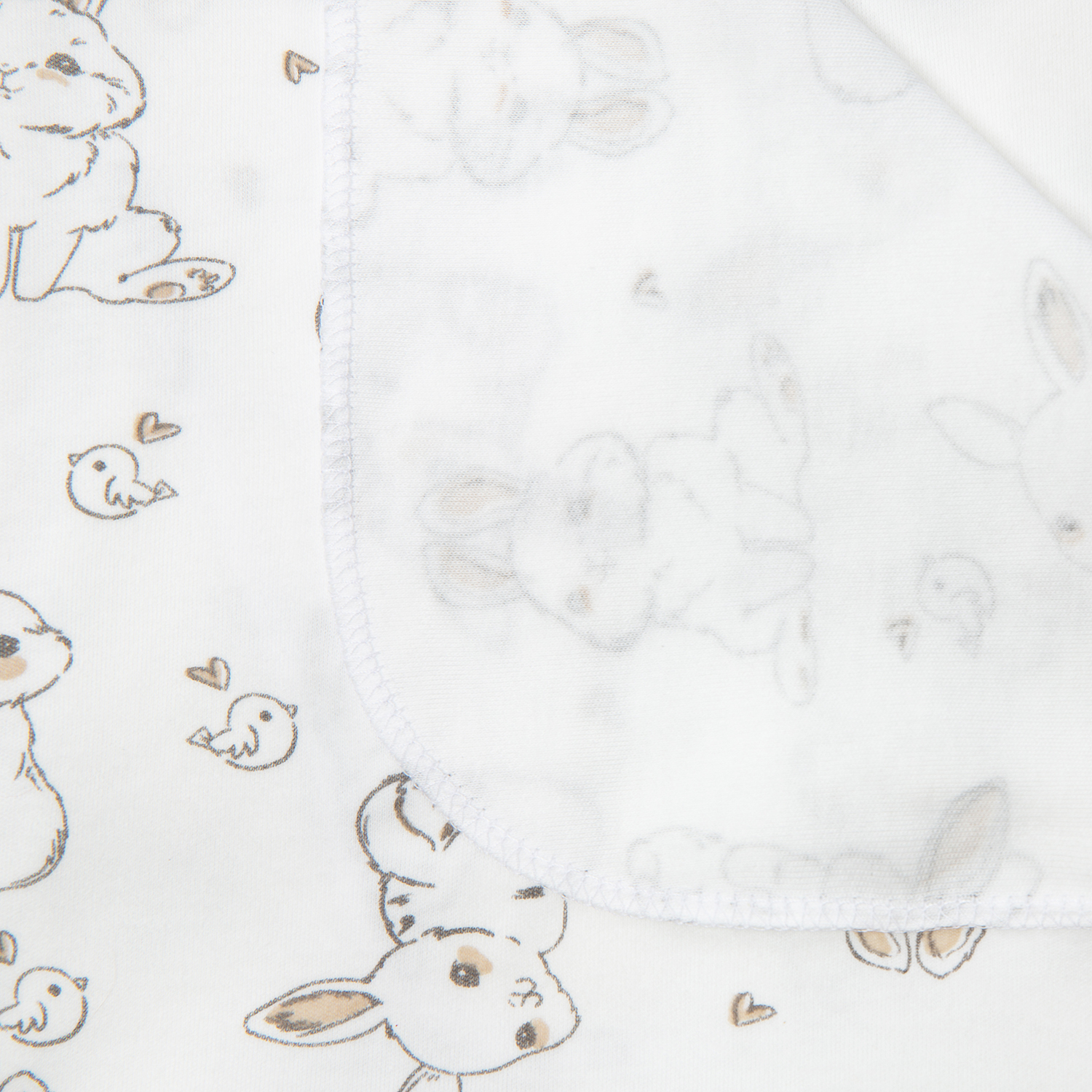 Набор пеленок трикотажных inlovery для новорожденных «Легкость» зайчики/сердца 95х120 см 2 шт - фото 6
