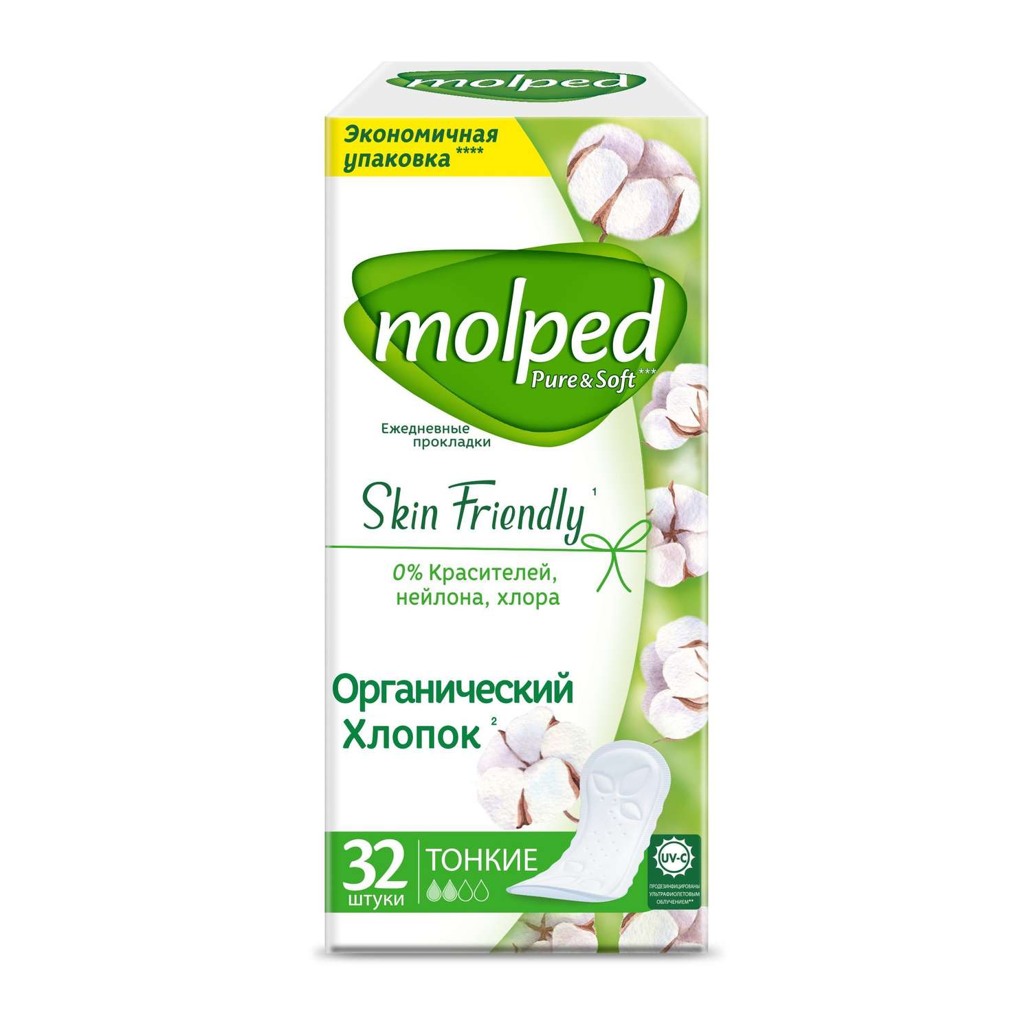 Прокладки Molped Ежедневные женские MOLPED Pure Soft Daily Care 32 шт - фото 1