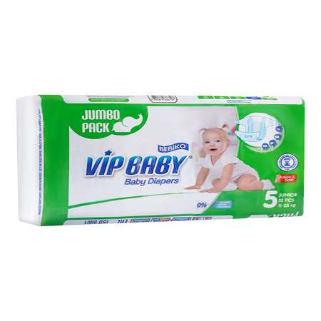 Подгузники Paksel Vip Baby Premium JUMBO JUNIOR для детей весом 11-25 кг 52 шт/уп