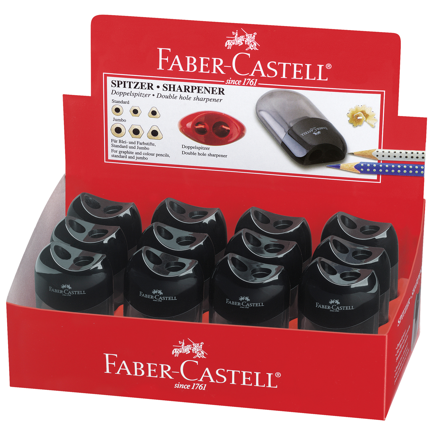 Точилка FABER CASTELL пластиковая 2 отверстия черная - фото 3