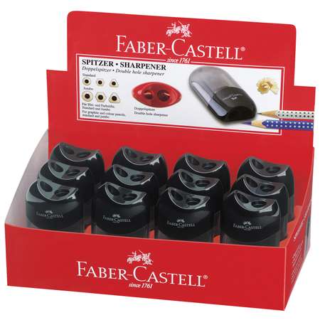 Точилка FABER CASTELL пластиковая 2 отверстия черная