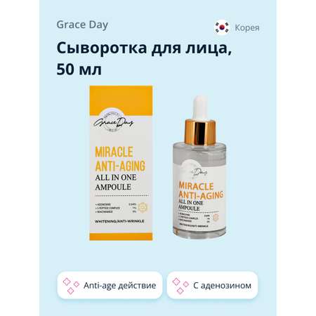 Сыворотка для лица Grace day Miracle с аденозином ниацинамидом и комплексом пептидов anti-age 50 мл