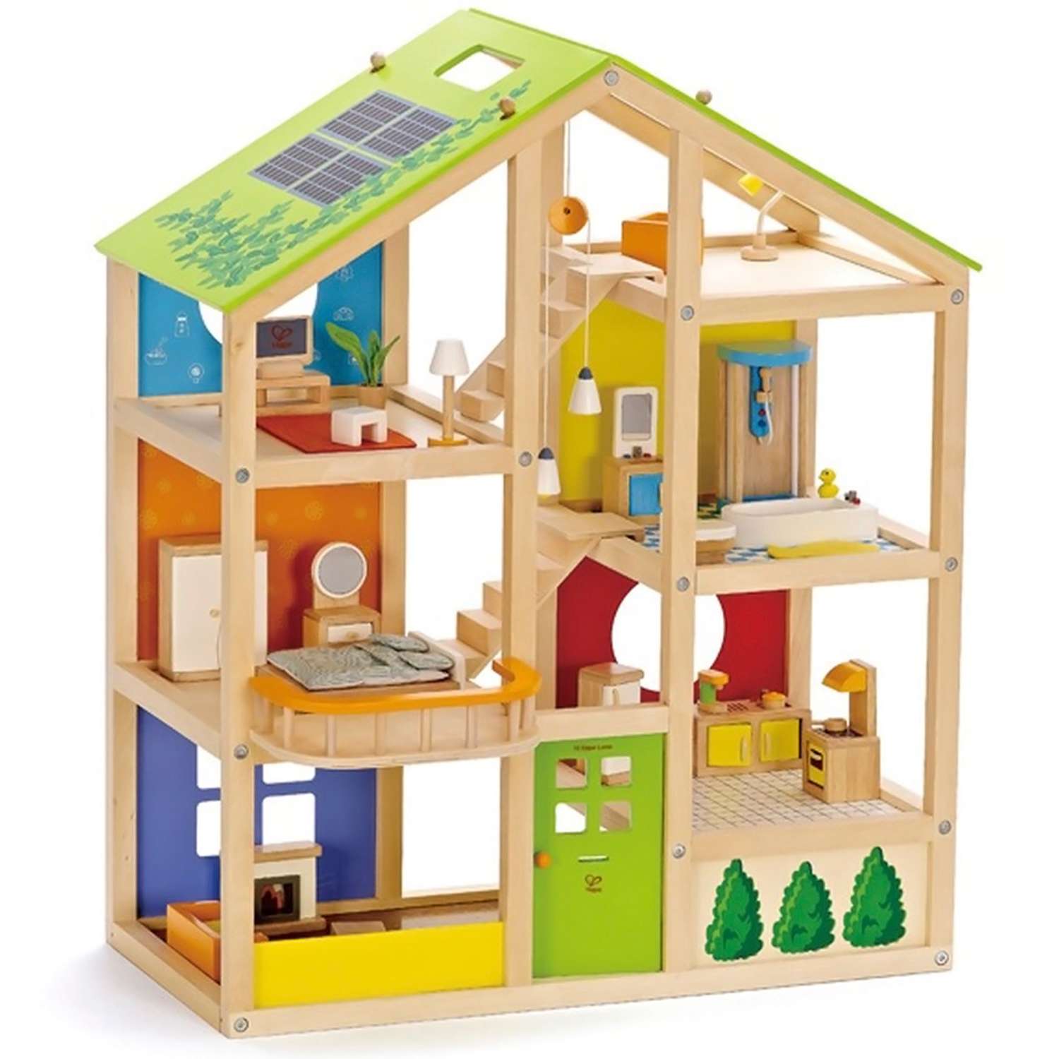 Кукольный домик Hape Времена года с двусторонней крышей и мебелью 36 предметов E3401_HP - фото 2