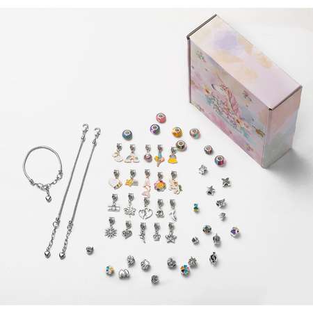 Набор Queen fair для создания браслетов «Подарок для девочек» единорог 63 предмета цветной