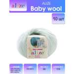 Пряжа для вязания Alize baby wool бамбук шерсть акрил мягкая 50 гр 175 м 522 мята 10 мотков
