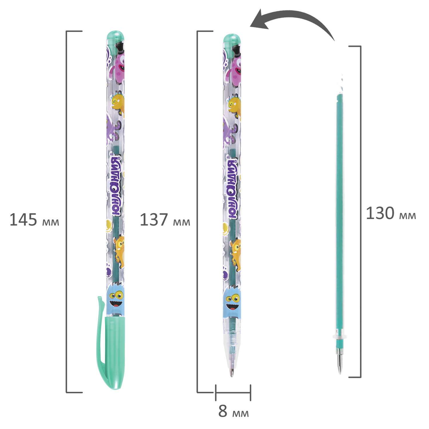 Ручки гелевые Юнландия цветные набор 6 штук для школы тонкие металлик - фото 11