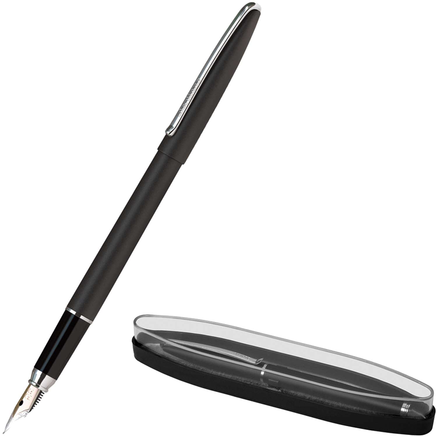 Ручка перьевая Berlingo Silk Prestige синяя 0.8мм корпус черный/хром - фото 2