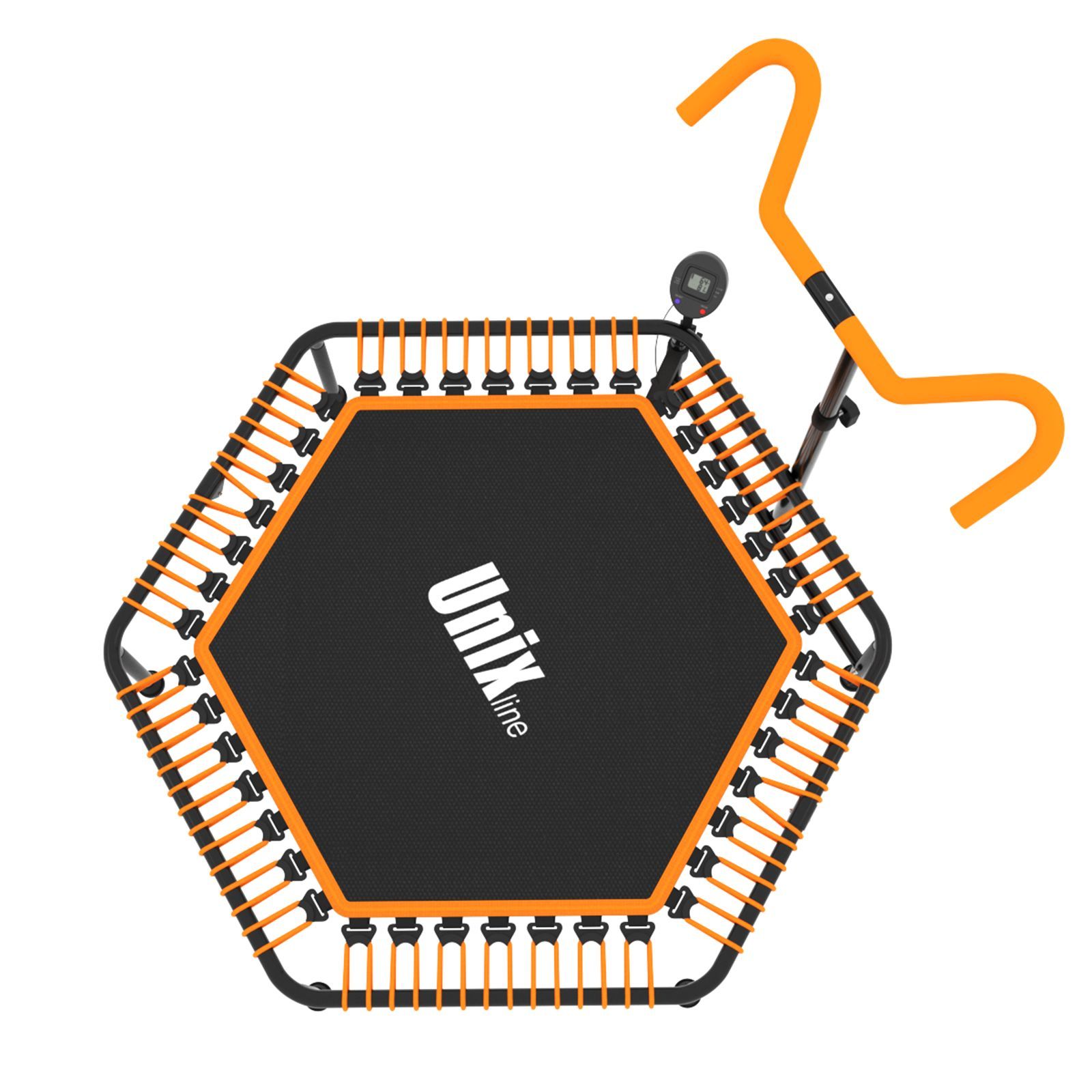 Батут Fitness Pro Orange UNIX line спортивный с ручкой диаметр 130 см до 130 кг счетчик прыжков - фото 9
