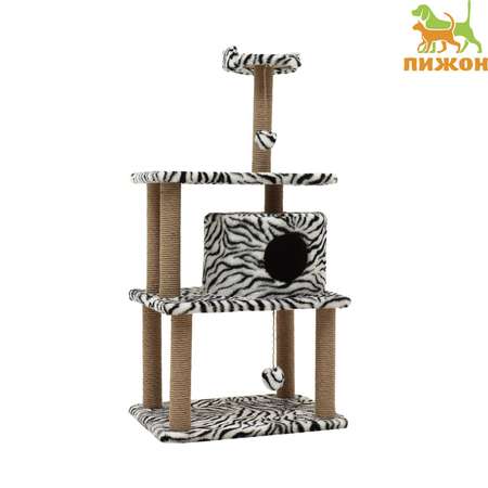 Домик-когтеточка Пижон для кошек «Круглый с игрушками» 65х50х130 см