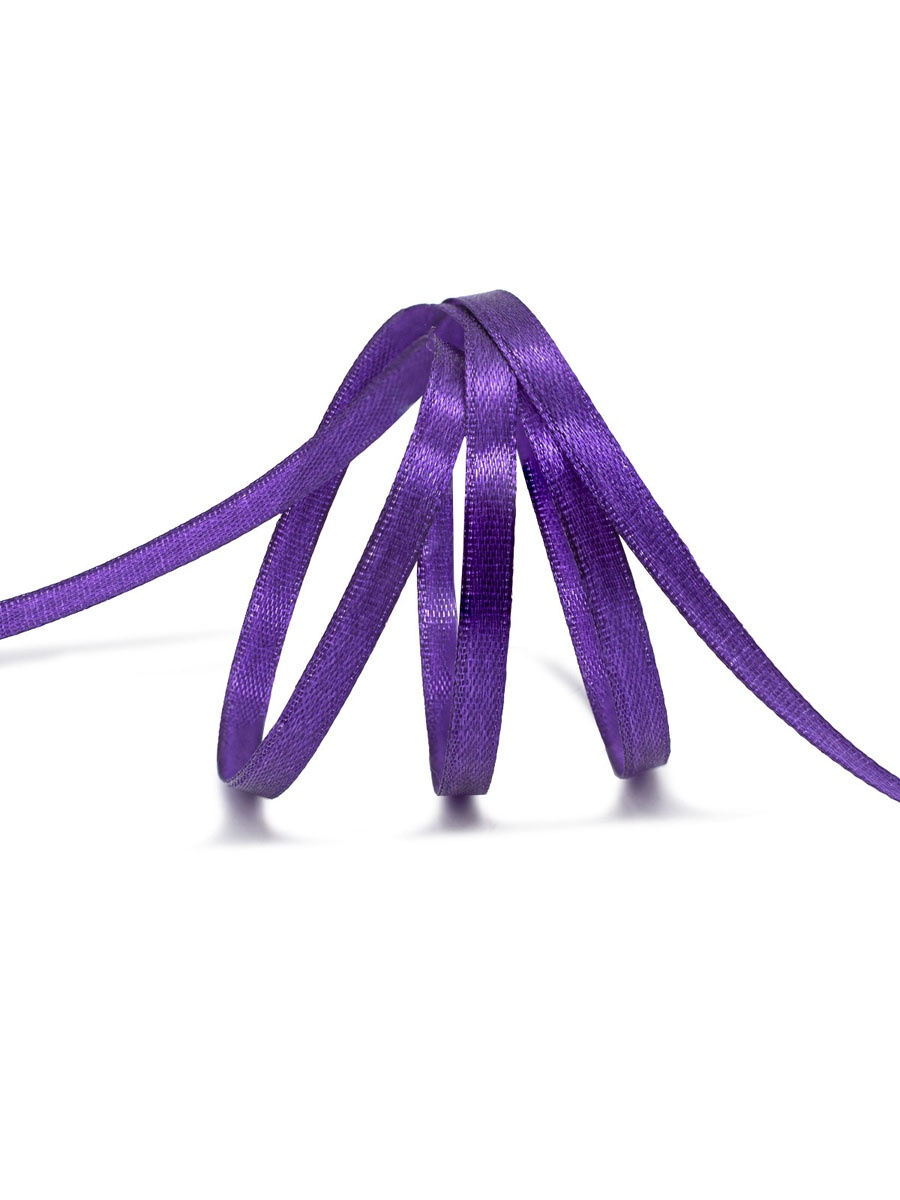 Лента Айрис атласная упаковочная флористическая 6 мм 22.86 м 171 темно - фиолетовый - фото 2