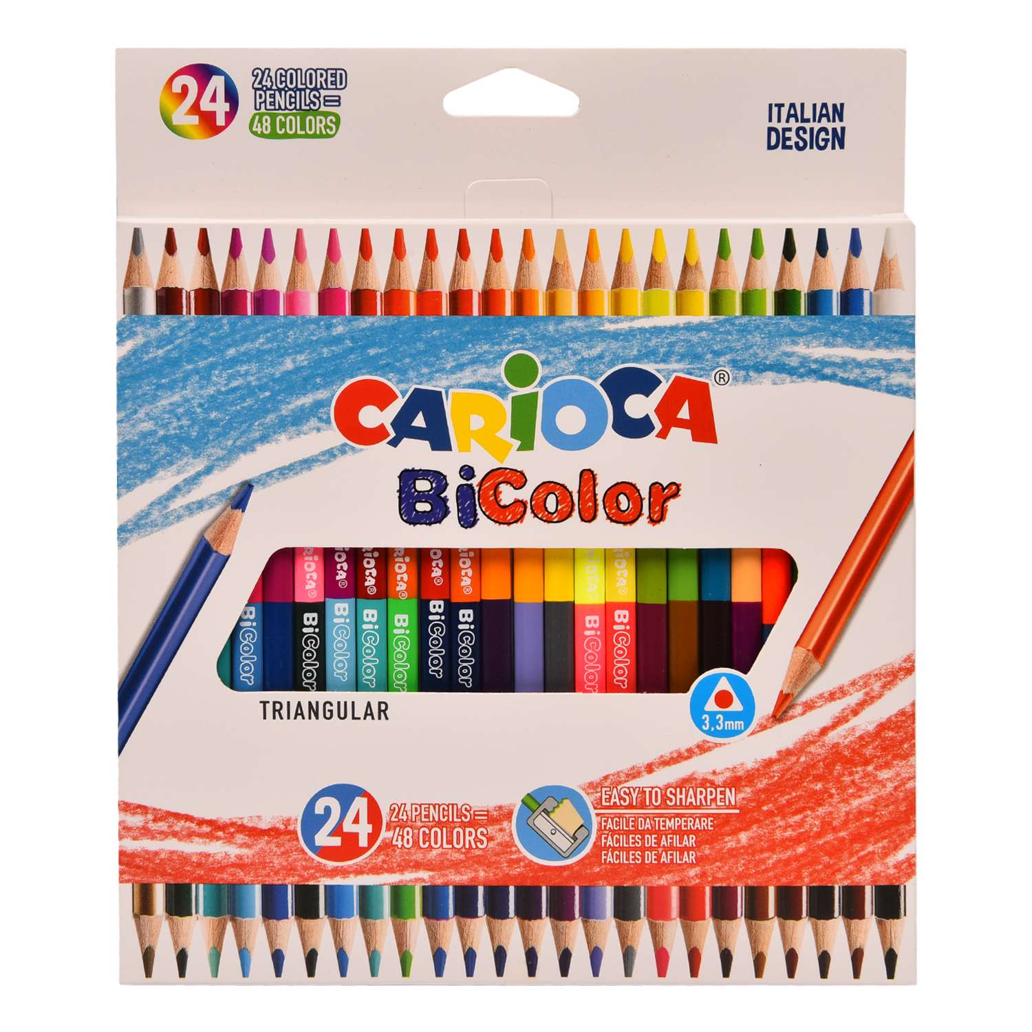 Карандаши цветные CARIOCA Bi-color двусторонние 48цветов 24шт 43031 - фото 1