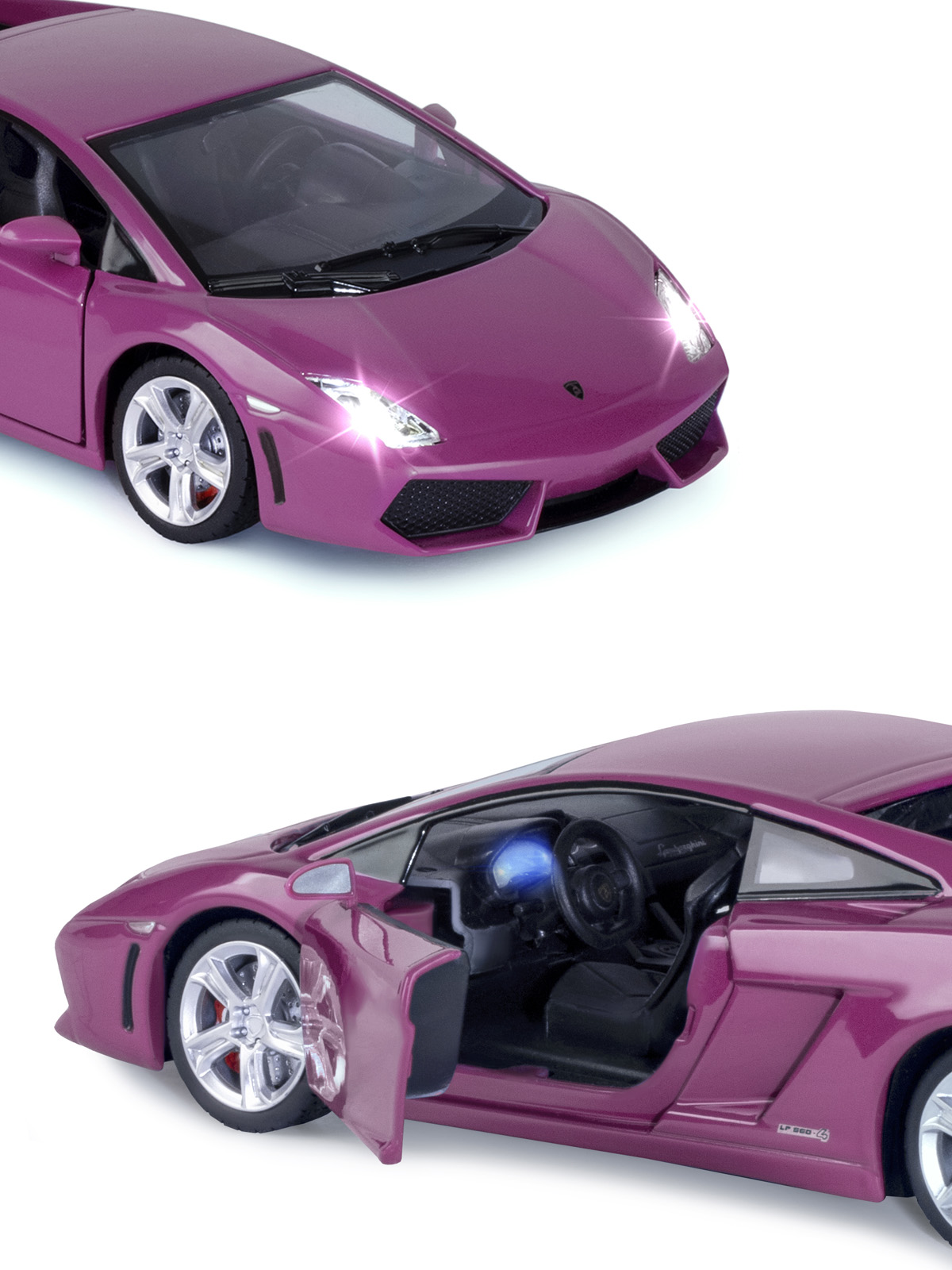 Автомобиль АВТОпанорама Lamborghini 1:24 инерционный розовый JB1251383 - фото 8