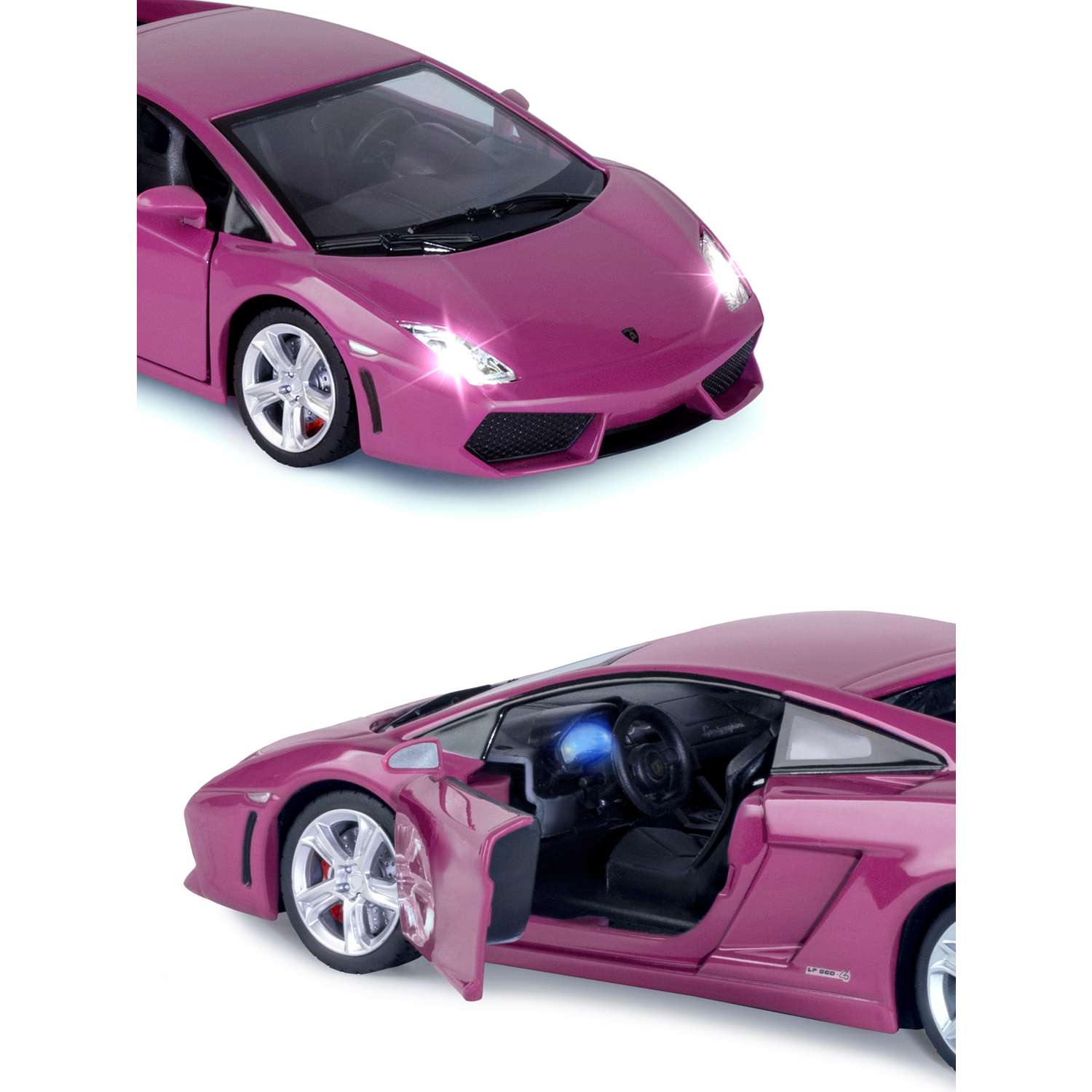 Машинка металлическая АВТОпанорама 1:24 Lamborghini Gallardo розовый свободный ход колес JB1251383 - фото 7