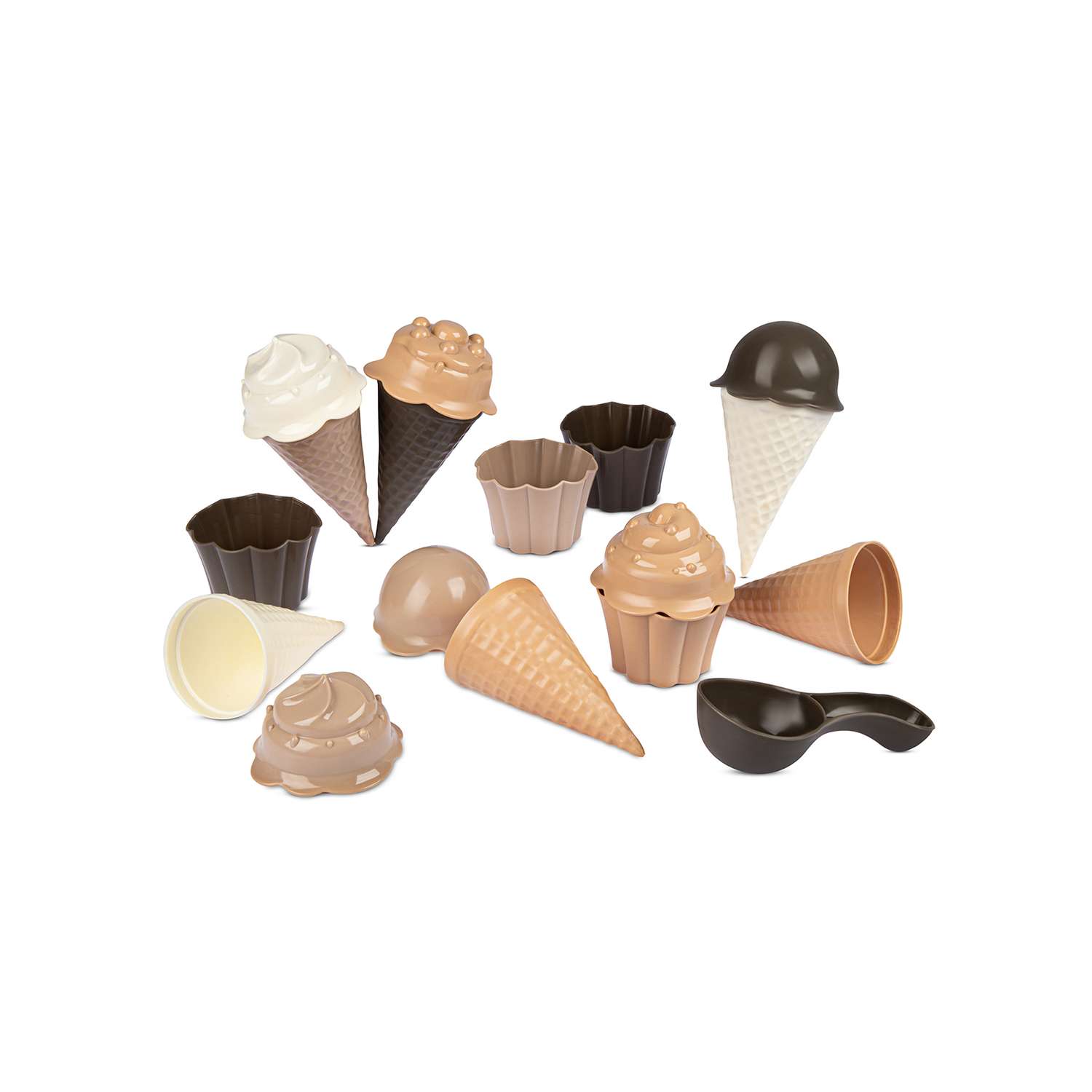 Набор для песочницы КОМПАНИЯ ДРУЗЕЙ Набор мороженое бежево-коричнево-кремовый 17 предметов - фото 6