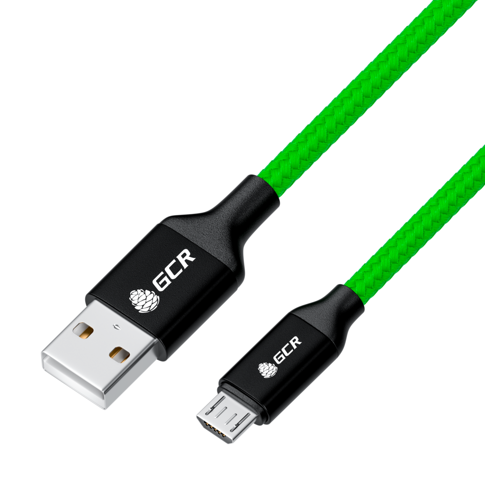 Кабель USB GCR 1.2m MicroUSB в зеленой нейлоновой оплетке GCR-52636 - фото 2