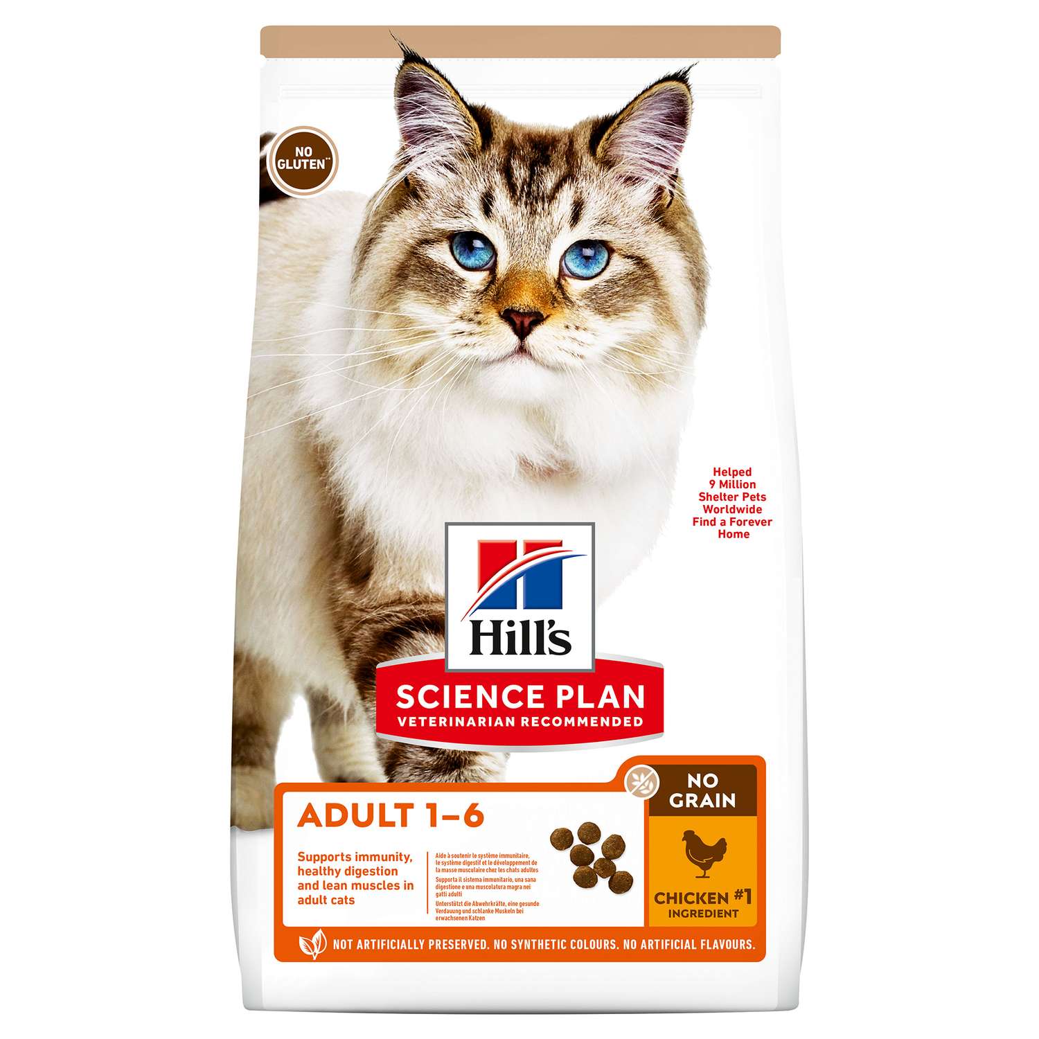 Корм для кошек HILLS 1.5 кг Science Plan No Grain для взрослых беззлаковый с курицей - фото 1
