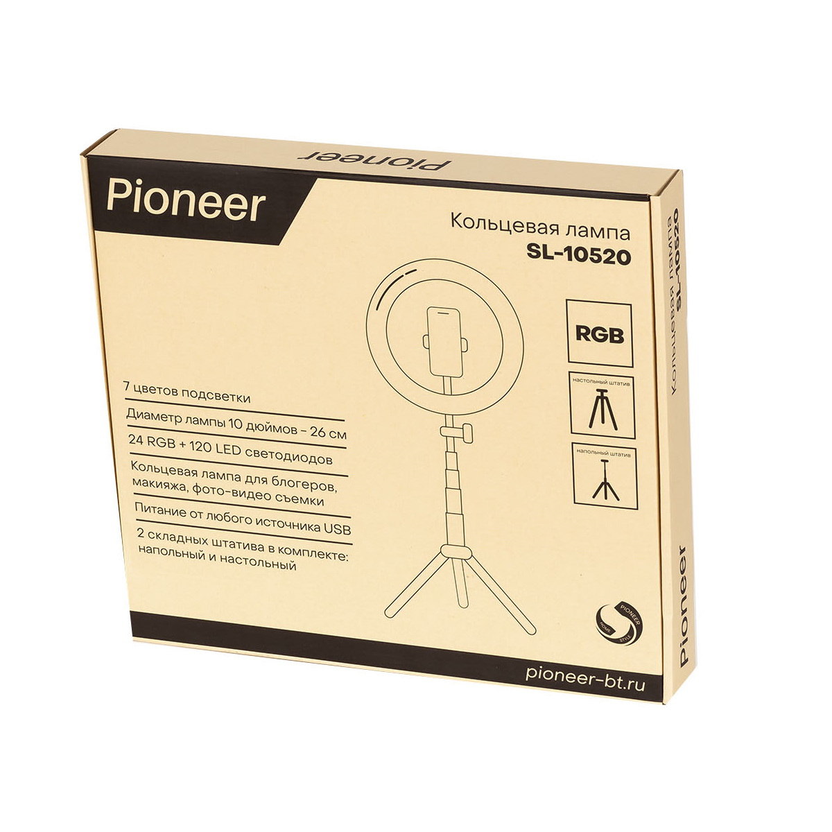 Кольцевая лампа Pioneer с настольным штативом черный - фото 5