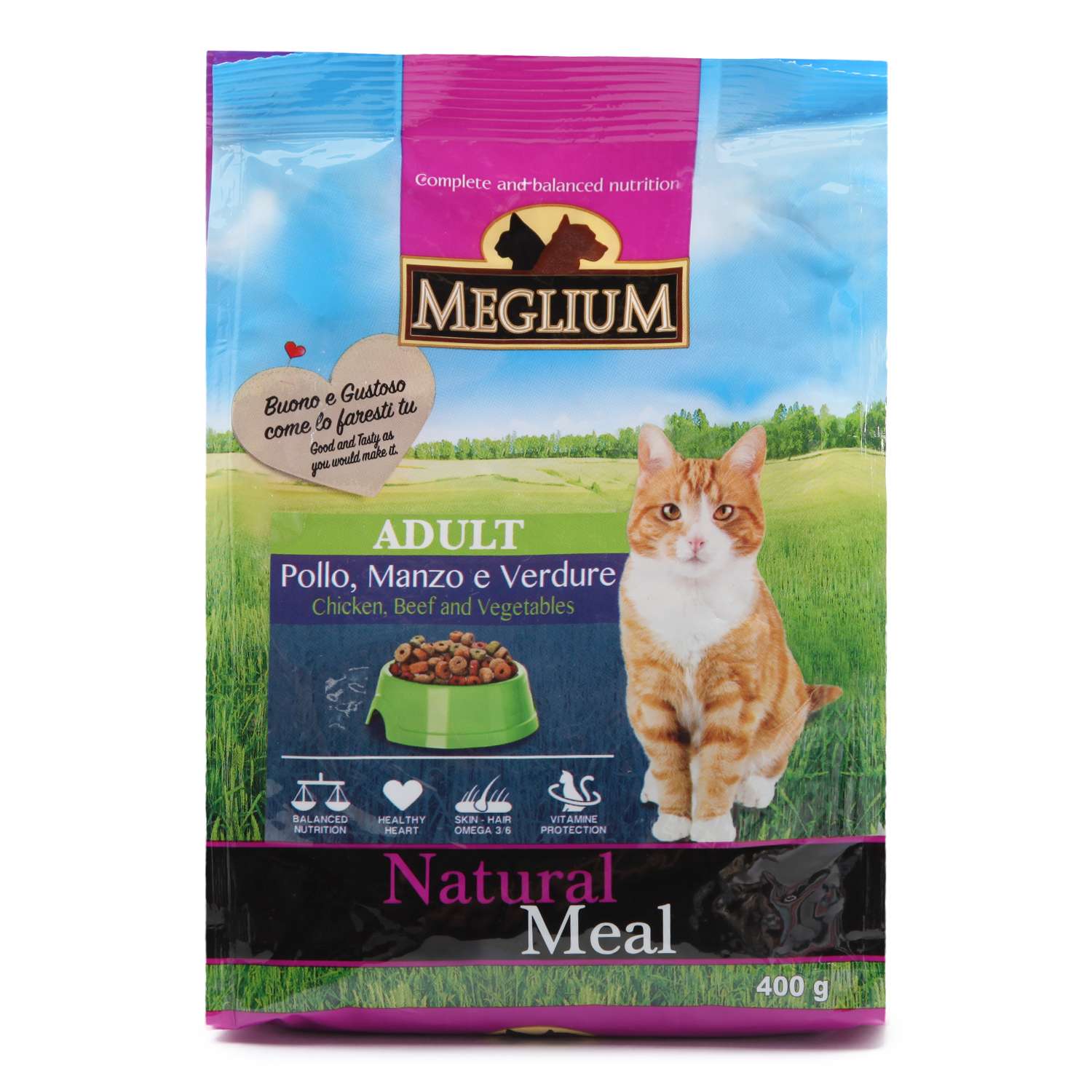 Корм сухой для кошек Meglium Adult 400г говядина-курица-овощи - фото 2