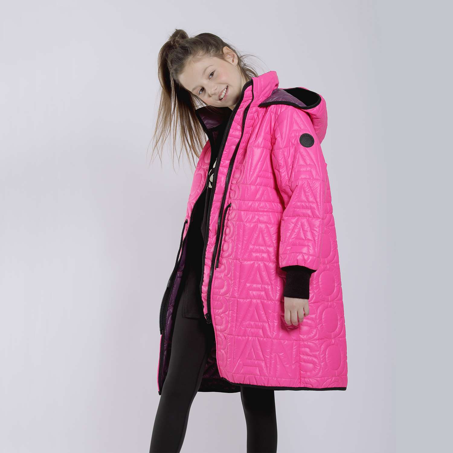 Пальто Orso Bianco OB41031-12_ярк.розовый/сливовый - фото 1