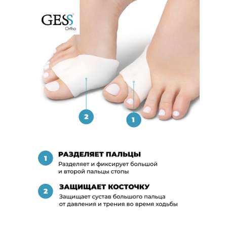 Фиксатор на 2 пальца GESS Double Gel Plate с защитой косточки 2 шт.