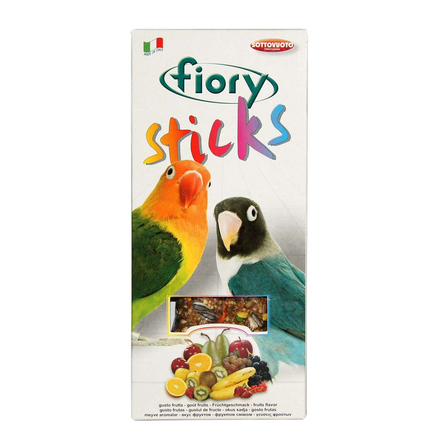 Лакомство для попугаев Fiory Sticks для средних Палочки с фруктами 60г 2шт - фото 1