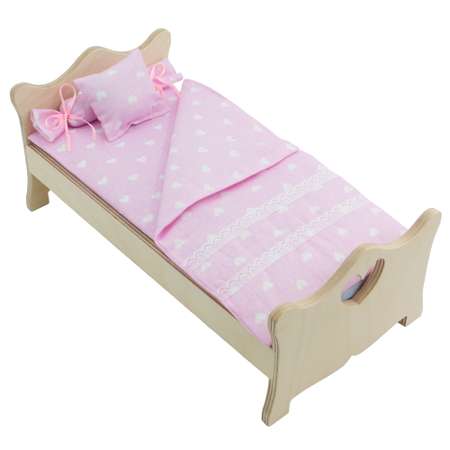 Комплект постельного белья Модница для куклы 29 см бледно-розовый