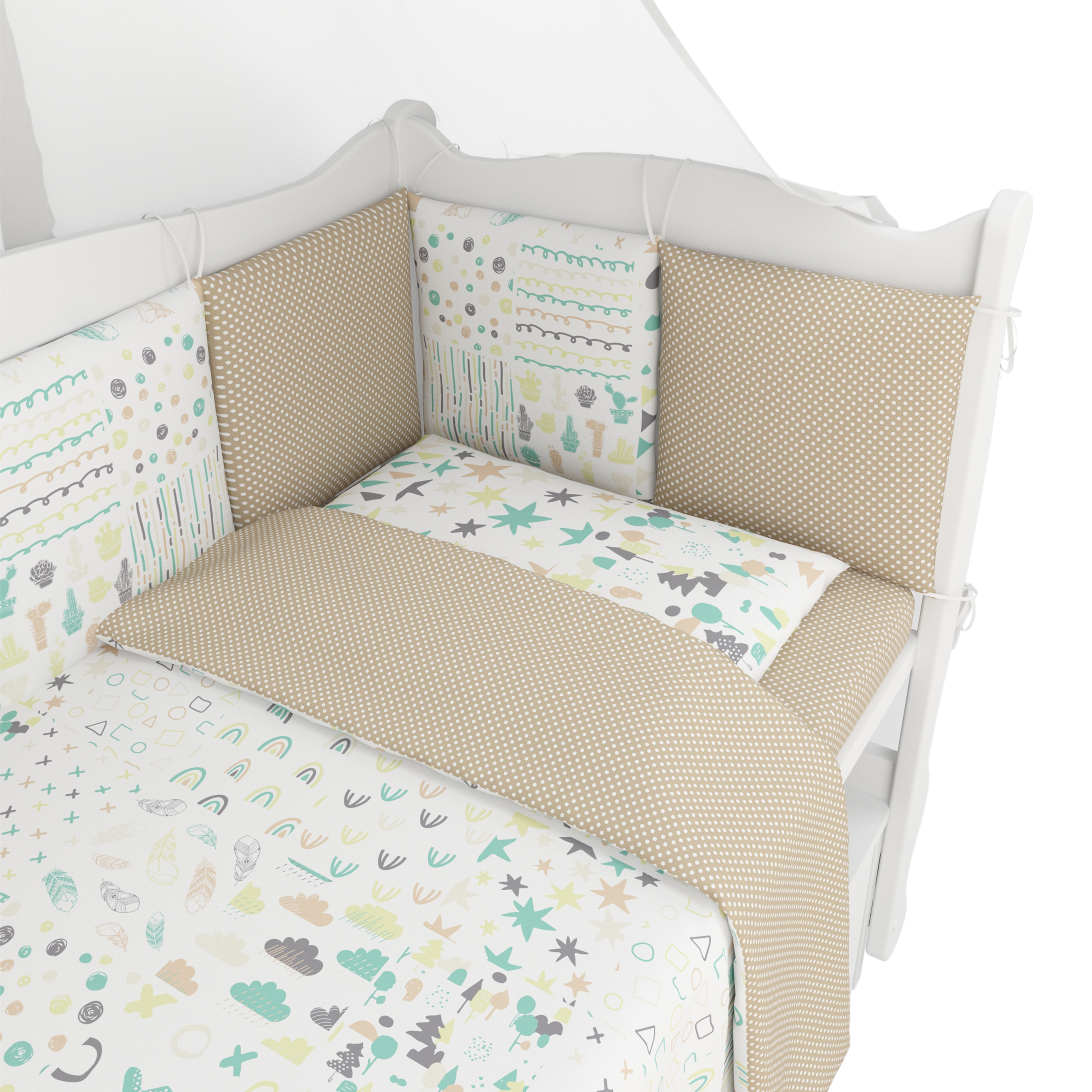 Комплект постельного белья Amarobaby Абстракция 4предмета Белый-Коричневый - фото 4