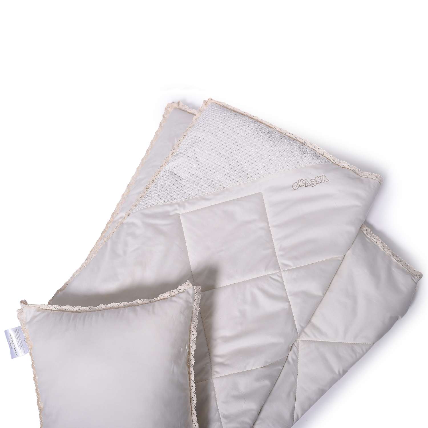 Одеяло BelPol цвет экрю кружевной кант уголок из узорной ткани - фото 4