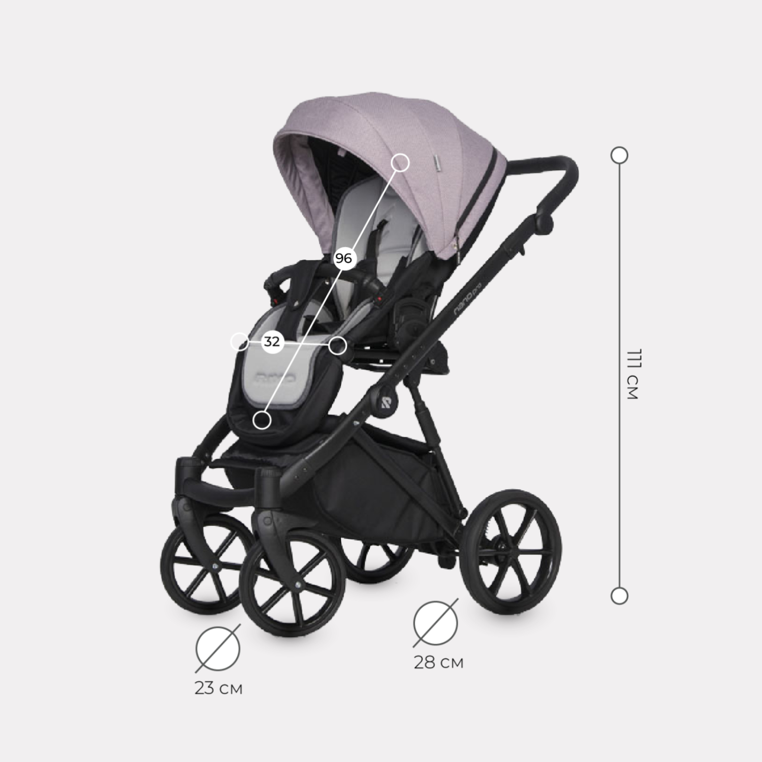 Коляска 3в1 Riko Nano Pro Pearl Pink Жемо-Роз - фото 3