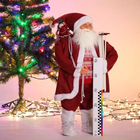 Фигура декоративная BABY STYLE Дед Мороз красный с лыжами 80 см