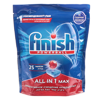 Таблетки Finish All in 1 Max Super and Charged для посудомоечных машин 25 шт