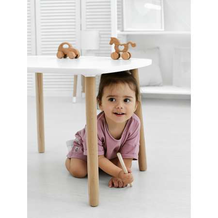 Детский стол и стул из дерева Мега Тойс Прямоугольный комплект деревянный белый для детской