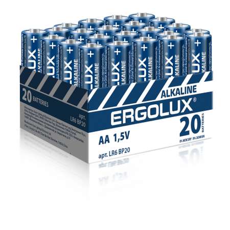 Батарейка пальчиковая Ergolux Alkaline LR6 BP-20 (промо/LR6 BP20/AA 1.5В) 20шт