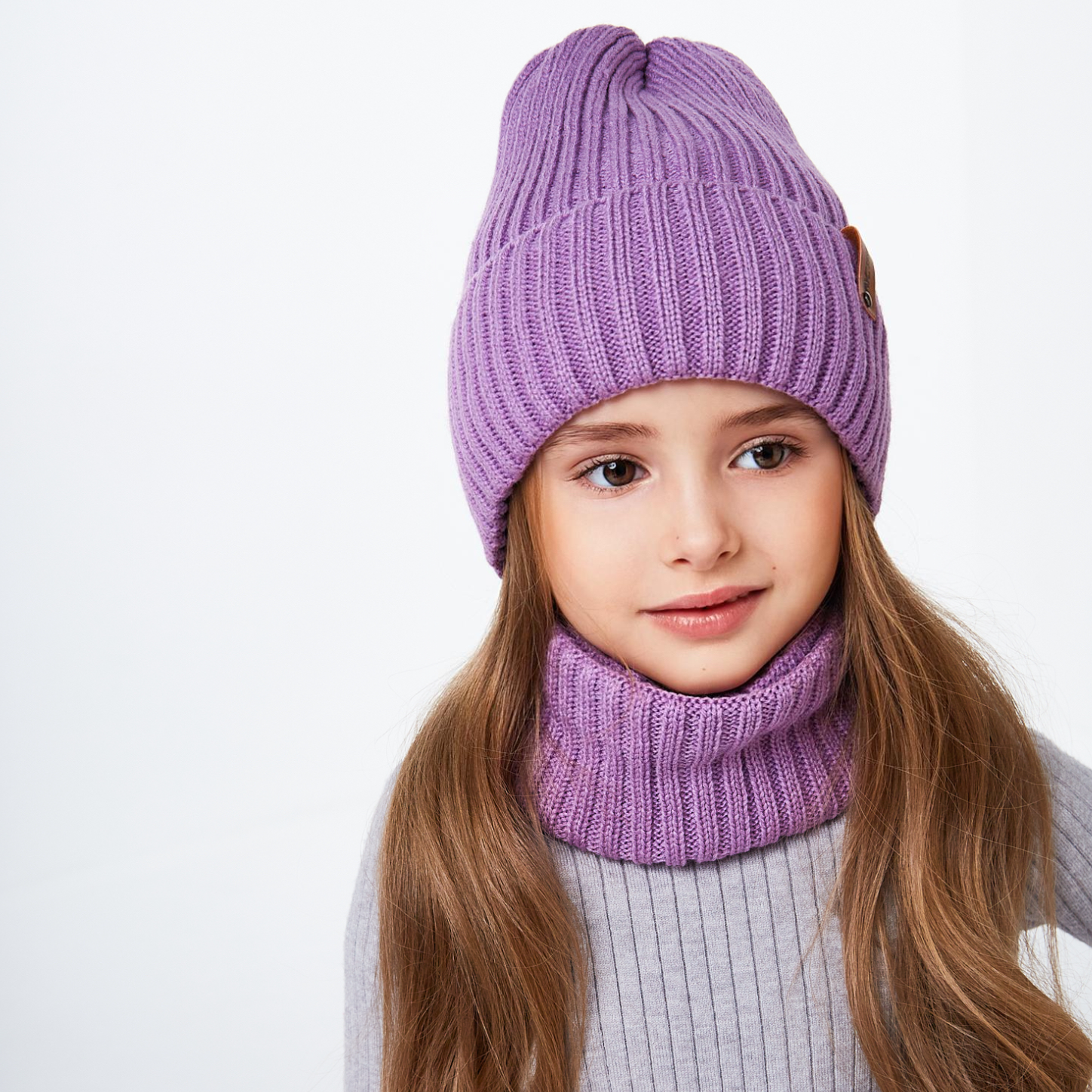 Шапка и снуд NYCkids NYC-H-104-GplainW-purp-5256 - фото 9