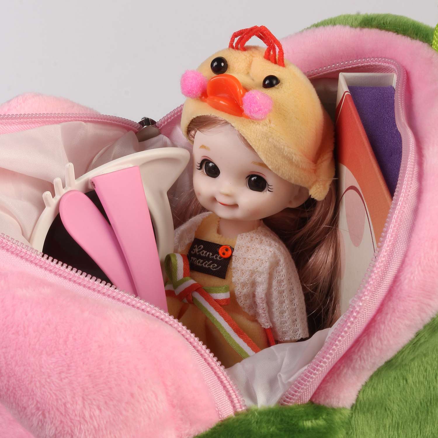 Рюкзак-игрушка Little Mania салатовый Авокадо в кепочке розовой - фото 4