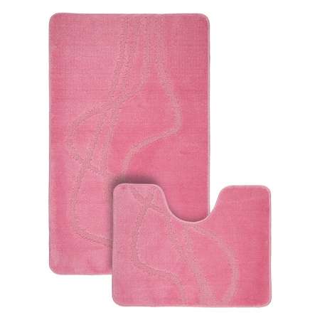 Коврики для ванной и туалета Vonaldi 60х100 см 50х60 см противоскользящие мягкий розовый