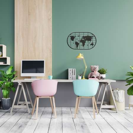 Панно из металла A+T Decor Карта мира с зажимами в комплекте 60х35х1 см