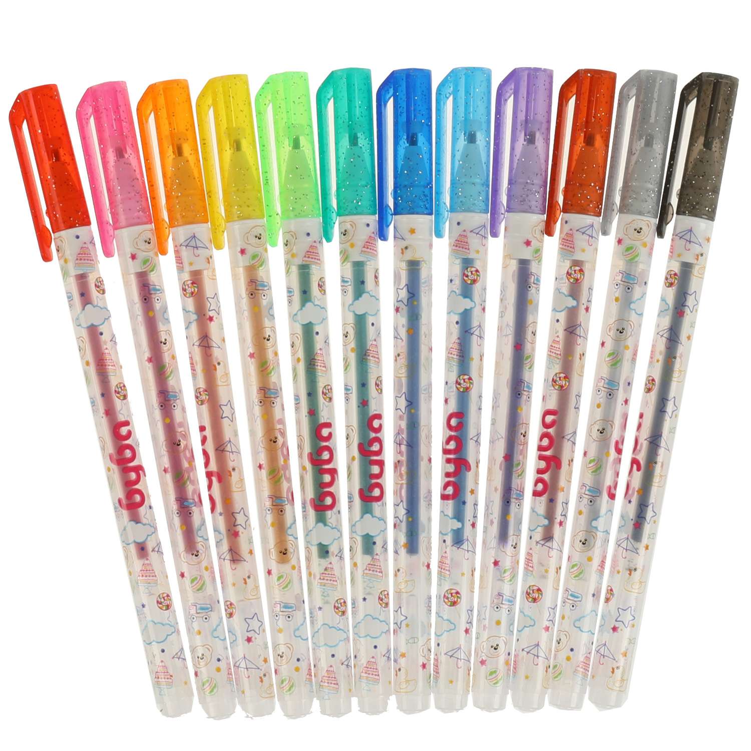 Ручки гелевые Умка Буба с блёстками 12 цветов 329596 - фото 2