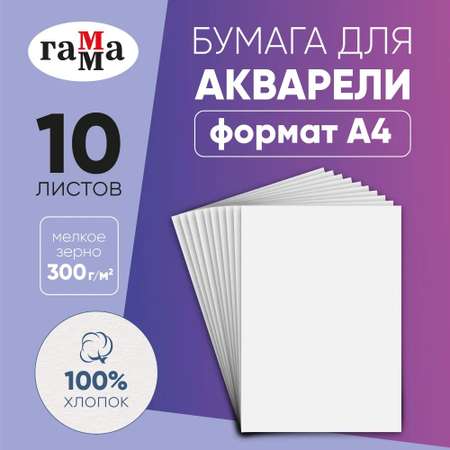 Бумага для акварели Гаммa серия Студия 10л А2 300г на м2